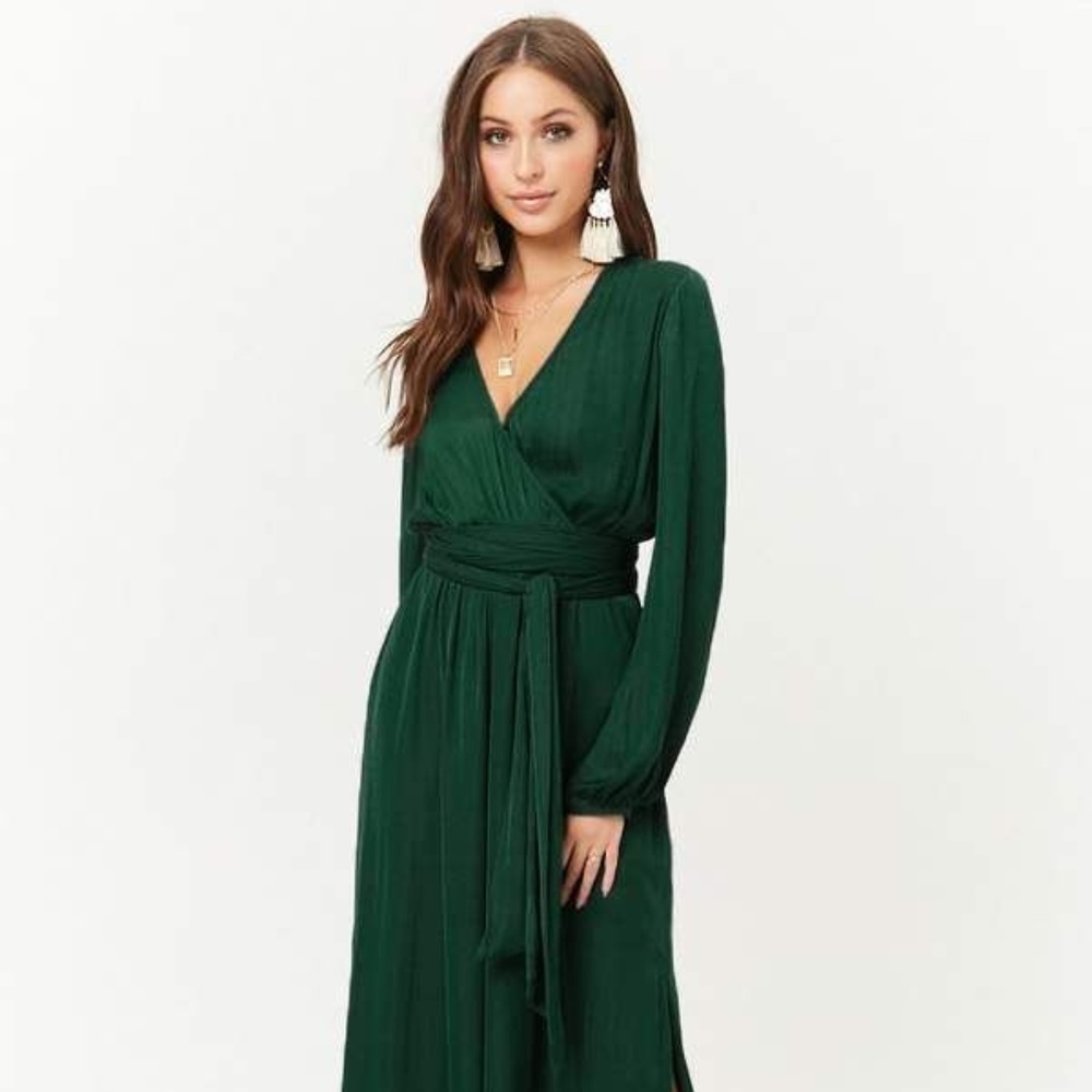 Belted Surplice Maxi Dress